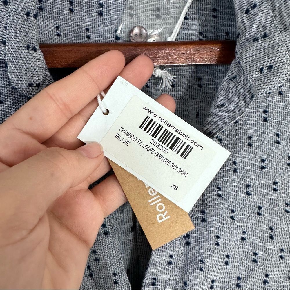 Roller Rabbit Womens Chambray Fil Coupe Yarn Dye Shirt Size XS - Picture 7 of 9